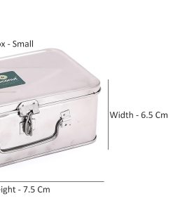 Stainless Steel Cash Box/Locker Box/Jewellery Box - Rectangle Shape Stainless Steel Cash Box/Locker Box/Jewellery Box - Rectangle Shape, Diameter – 19Cm, Silver - SMALL