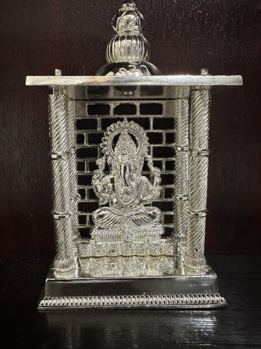 Brass Ganesha Statue With Temple Setup