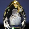 Decorative 3D Crystal Diamond Engrave Saibaba Traditional God Saibabu In Crystal Stone Decorative In Pooja Rooms