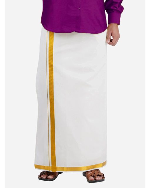Indian Traditional Means Dhoti Cotton Golden Zari Border
