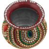 Decorative Mangal Kalash With Coconut For Pooja Decorative Loti With Nariyal Navrang Kalash For Puja Wedding Temple Diamond Kalash Loti Nariyal Set Wood