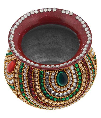 Navrang Kalash For Puja Wedding Temple Diamond Kalash Loti Nariyal Set Wood