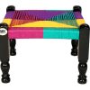 Traditional Handicrafts Multicolour Rajvadi Wooden Khatli Bajot Stool Charpai Chowki Pidda Mudda