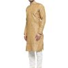 Men'S Jacquard Silk Kurta And Pyjama Size L, Light Gold Traditional Means Cotton Silk Kuurta And Pyjama Set