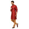 Traditional Churidar Kurta Pajama Set For Men, Maroon, Size 40 Traditional Means Cotton Silk Kuurta And Pyjama Set