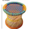 Natural Bamboo Mudda/Mudh/Mora/Muda Stools Chair Stool With Orange An Blue (13X12)) Natural Bamboo Mudda/Mudh/Mora/Muda Stools Chair Stool With Orange An Blue (13X12))