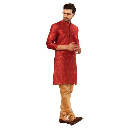 Traditional Means Cotton Silk Kuurta And Pyjama Set