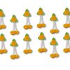 Artificial Flowers And Leaves Decoration At Home Easy Simple Backdrop Pack Of 12 Pcs (L Orange & Green) Artificial Flower And Leaves Decorative At Home