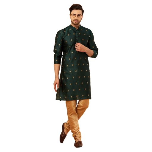 Traditional Means Cotton Silk Kuurta And Pyjama Set