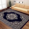Designer Superfine Cotton Bed Cover Carpet | Rug | (Navy Blue