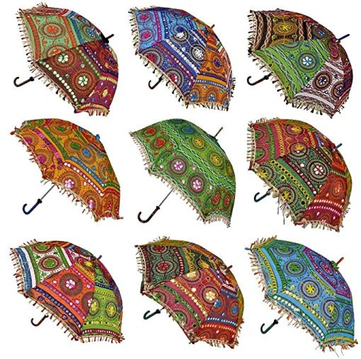 Rajasthani Wedding Event Party Decoration Umbrella Handicraft - Assorted, Qty-1 Rajasthani Umbrella For Decorative Indian Pachwork Handmade