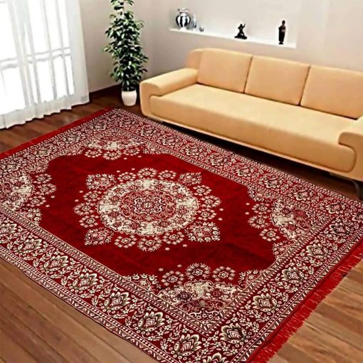 Designer Superfine Cotton Bed Cover Carpet | Rug | Bedside Runner (Red, 5X7 Designer Superfine Cotton Bed Cover Carpet | Rug | Bedside Runner (Red