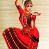 Home Decorative Bharathanatyam Dancer Painting Woven Bamboo Mat Wall Hanging