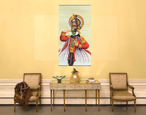 Home Decorative Kathakali Painting Woven Bamboo Mat Wall Hanging