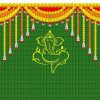 Green Chatiya With Yellow Ganesh Ji Design Backdrop Cloth For Pooja Decoration Traditional Background Curtain Cloth For Festival Fabric-Polyster Size 5 Height And 8 Width(5 * 8 Traditional Ganesha Backdrop Cloth For Pooja Decorations 8 X 8 Feet