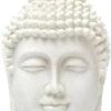 Resin Buddha Head Face Showpiece Figurine Handcrafted For Home Room Office Desk (5.5 Inches, White )
