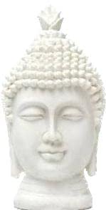 Resin Buddha Head Face Showpiece Figurine Handcrafted For Home Room Office Desk (5.5 Inches, White )