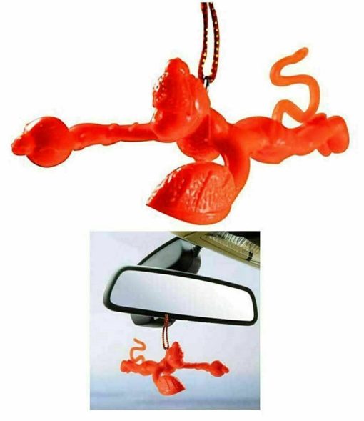 Flying Lord Hanuman Hanging Idol For Car Orange Hindu God for Power & Protection
