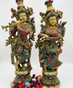 Brass Radha Krishna dancing statue 75 cm