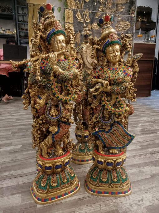 Brass Lord Krishna and Radhe Dancing Statue/Idol/Sculpture - 60 Cm Brass Lord Krishna and Radhe Dancing Statue/Idol/Sculpture - 60 Cm