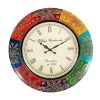 Wooden Decorative Hand-Painted Analog Wall Clock Multicolour