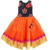 Kids Baby Girl''s Silk Readymade Lehenga Choli Set Orange 12 - 24 Months