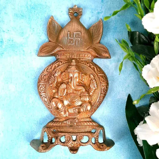 Metal Ganesha Wall Hanging Ganpati - 11 Inch