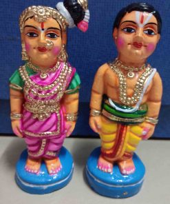 Ponnu Mappillai Bala Kalyanam  Clay 9.5" Navaratri Golu/Kolu Set - Gollu Dolls, Kolu Dolls