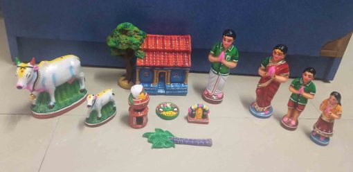 Pongal / Sankranti Set Clay Cuddhan Clay Set Navaratri Golu/Kolu Set - Gollu Dolls