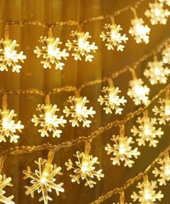 Snow Flake String Lights for Indoor Outdoor Decoration Diwali Light for Party 15 Meter 100 LED, Warm White