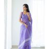 Women's Lavender Kanjivaram Soft Cotton Linen Silk Saree With Blouse Piece Women's Lavender Kanjivaram Soft Cotton Linen Silk Saree With Blouse Piece