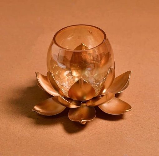 Metal Lotus Flower Shape Candle Tealight Holder