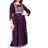 Women's Purple Rayon Printed Purple Nayra Cut Flared Kurta - Medium