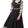 Women's Black Cotton Printed Anarkali Kurta - XL