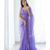 Women's Lavender Kanjivaram Soft Cotton Linen Silk Saree With Blouse Piece Women's Lavender Kanjivaram Soft Cotton Linen Silk Saree With Blouse Piece