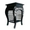 Handmade Bedside Table Floral Carved End Table for Bedroom and Living Room Black with Silver Antique (53 X 35 X 35) cm Handmade Bedside Table Floral Carved End Table for Bedroom and Living Room Black with Silver Antique (53 X 35 X 35) cm