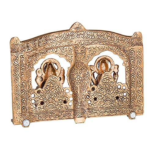 Copper Plated Laxmi Ganesh God Idol Statue Oxidized Finish with Beautiful Velvet Box Packing and with Carry Bag (15H x 20W x 4.5L)