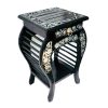 Handmade Bedside Table Floral Carved End Table for Bedroom and Living Room Black with Silver Antique (53 X 35 X 35) cm Handmade Bedside Table Floral Carved End Table for Bedroom and Living Room Black with Silver Antique (53 X 35 X 35) cm
