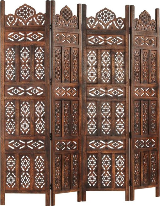 Wooden Room partition for Living Room & Office Furniture/Room dividers and partitions Room for Living Room Antique Brown 4 Panel