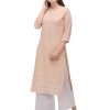 Women's Peach Georgette Straight Kurta - XS Women's Peach Georgette Straight Kurta - XS