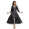 Women's Cotton Black and Gold Printed Anarkali Kurta - Large