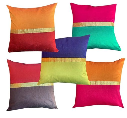 Dopian Silk Decorative Pillow Cover Assorted 16 x 16 Inches - Pack Of 1