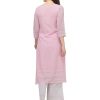 Women's Pink Georgette Straight Kurta - Large