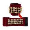 Brass Ghungroo Ankle Bells Velvet 3 line Pad for Classical Kathak Dance with Adjustable Strap (Maroon,60 Bells Brass Ghungroo Ankle Bells Velvet 3 line Pad for Classical Kathak Dance with Adjustable Strap (Maroon,60 Bells