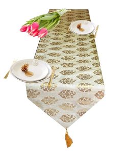 Bedsheets / Cushion cover Beige Dopian Silk Table Runner ChennaiStore