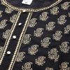 Women's Cotton Black and Gold Printed Anarkali Kurta - Large