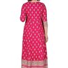 Pink Rayon Embroidered Anarkali Kurti - Large