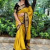 Women's Yellow Kanjivaram Soft Lichi Silk Saree With Blouse Piece Women's Yellow Kanjivaram Soft Lichi Silk Saree With Blouse Piece