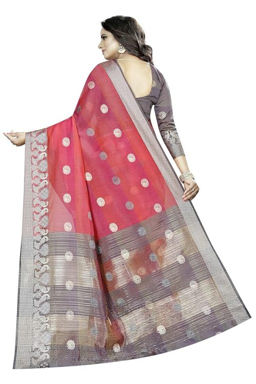 Pink Pure Cotton Jacquard Saree With Blouse Piece