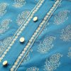 Women's Cotton Teal Gold Printed Anarkali Kurta - XL